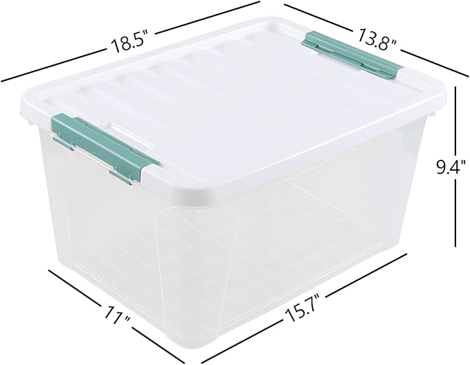 35 Quarts Latching Box, Clear Storage Bins with Lids, Large Plastic Containers for Storage Set of 6