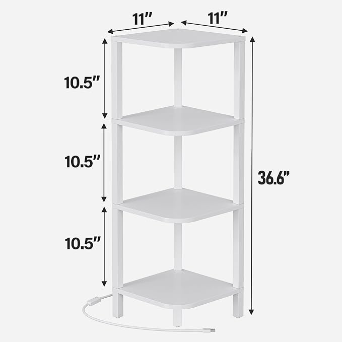 TUTOTAK Corner Shelf, 4-Tier Corner Bookshelf for Small Space, Narrow Display Corner Shelf Stand with Storage Rack, for Living Room, Bedroom, White BS08BW004L - Image 2