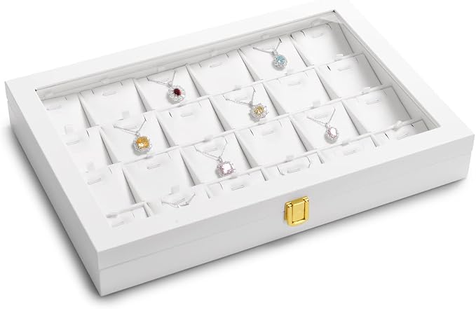 Oirlv White Jewelry Organizer Box with Acrylic Lid Ring Display Storage Case Jewelry Box for Women - Image 3