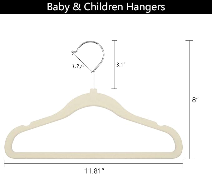 GoodtoU Kids Velvet Hangers Baby Hangers for Closet 20 Pack Non Slip Childrens Infant Hanger Beige - Image 2