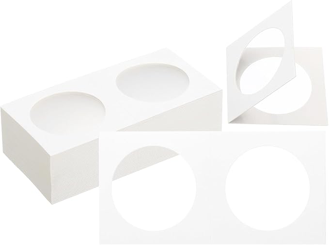 PATIKIL 2 x 2 Coin Flips, 100 Pack 37mm Cardboard Coin Holder Paper Coin Holders for Coin Collection Supplies Collector, White