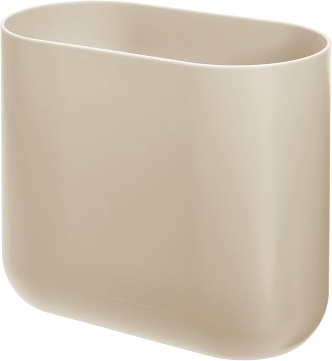 iDesign Small Slim Plastic Bathroom Trash Can, Garbage Can for Bedroom, Office, Desk, Dorm, Brown by iDesign
