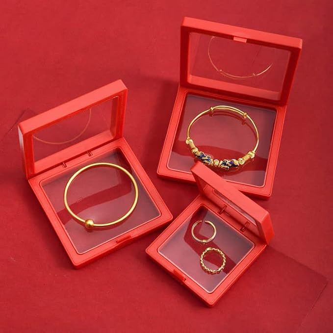 12PCS 3D Floating Frame Display Stand, Jewelry Box, Gift Box, Ornament Organizer, Small Travel Jewelry Box, PE Film Anti-Oxidation, Suspended Display Box Stackable (3.54*3.54，Type 3) - Image 4