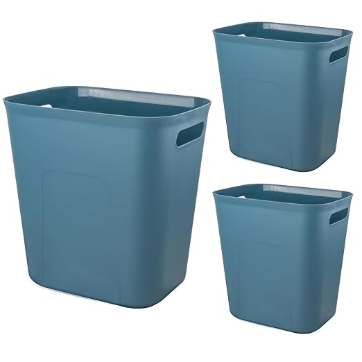 UUJOLY Plastic Small Trash Can Wastebasket, Garbage Container Basket for Bathrooms, Laundry Room, Kitchens, Offices, Kids Rooms, Dorms, 3.5 Gallon, Bluish Green, 3 Pack by UUJOLY