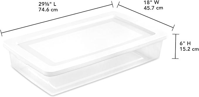 Sterilite 6 Pack Storage Box, 41 Quart Stackable Tote, Clear Plastic Container with Secure Snapping Lids for Home and Office Organization, White - Image 2