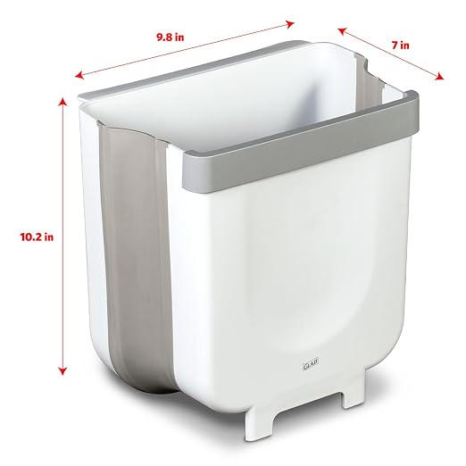 Glad Roomate Collapsible Waste Bin | Compact Travel Trash Can with Space-Saving Expandable Design | Indoor and Outdoor Disposal Basket, 2 Gallon, White - Image 3