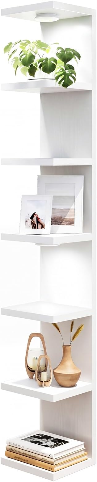 Fixwal Wall Decor 7 Tier Wall Shelf Unit Floating Shelves with LED Lights Lack Shelf for Home Organizer Display White by Fixwal