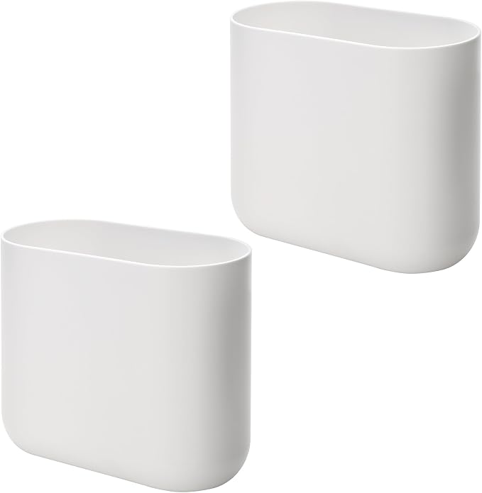 iDesign Small Slim Plastic Bathroom Trash Can, Garbage Can for Bedroom, Office, Desk, Dorm, 2-Pack, White - Image 8