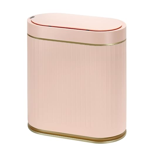 SYNCVIBE Bathroom Sensor Trash Can with Lid Automatic 2 Gallon Motion Sensor Garbage Bin, 7.5 Liter Slim Waterproof Plastic Wastebasket, Bathroom Decor for Bedroom, Office, Living Room, Pink by SYNCVIBE