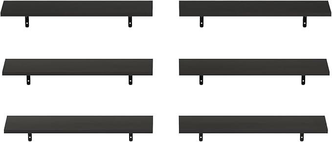 Furinno Rossi Floating Shelves for Wall Set of 6, 23-Inch Wall Shelf, Floating Shelf, Wall Mounted Shelves, for Bathroom, Bedroom, Living Room, Espresso - Image 4