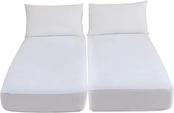 Split King Waterproof Mattress Cover(9 in. Deep) Protector Zippered Soft Breathable Healthy Encasement Great for Dorms Hotel,39"x80"x2