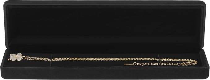 KUKUVR 2 Pieces Metal Velvet Necklace Bracelet Gift Box, Soft Lining Bracelet Pendant Long Chain Organizer Holder Display Case for Wedding Engagement Birthday Anniversary (Black) - Image 2