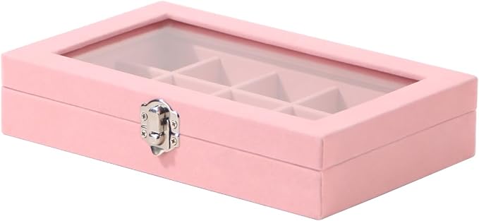 Travel Jewelry Box,Small Jewelry Case,Rings Earrings Cufflinks Organizer for Girls (Pink, 15 Grids) - Image 4