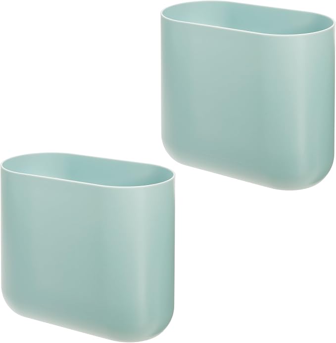 iDesign Small Slim Plastic Bathroom Trash Can, Garbage Can for Bedroom, Office, Desk, Dorm, 2-Pack, Blue - Image 8