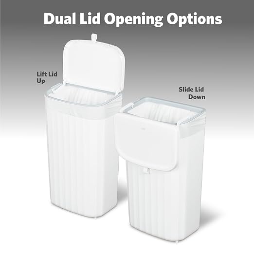 Glad Roomate Under Counter Waste Bin | Space Saving Small Trash Can for Kitchen Cabinet, Bathroom or Office | Dual Lid for Ease of Opening, 12 Liter, White - Image 3