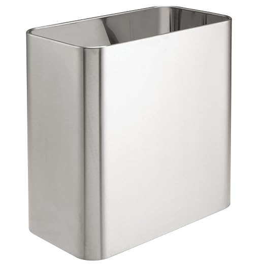 mDesign Small Metal 2.4 Gallon/9 Liter Trash Can Wastebasket Garbage Bin for Bathroom, Slim Rubbish Waste Bin Trashcans - Mirri Collection - Brushed Chrome - Image 5