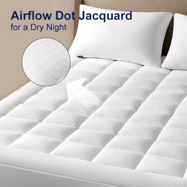ACCURATEX Ultra Soft Mattress Topper Full Size - 2 Inches Double Layer Comfort Pillow Top Mattress Pad for Back Pain Relief, 400TC Cotton Breathable Surface w/ 8-21 Inches Deep Pocket,54x75