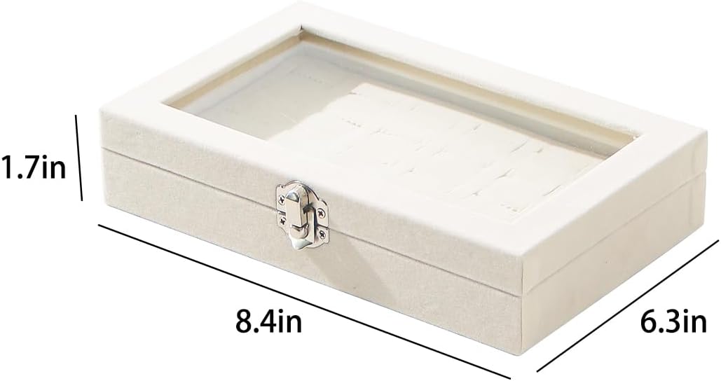Ring Display Case,Jewelry Ring Organizer Box For Rings,Ring And Earring Holder Box For Girl,Velvet Ring Display Tray (Beige, 30 slots), QF010 - Image 6
