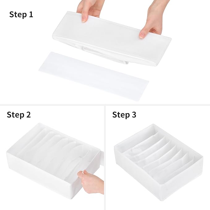 4 Packs T-shirt Drawer Organizers for Clothing,8 Grids Compartment Wardrobe Storage Box, Washable Clothes Organizer for Folded Clothes, T-shirt, Legging, Silk Scarve-White - Image 5