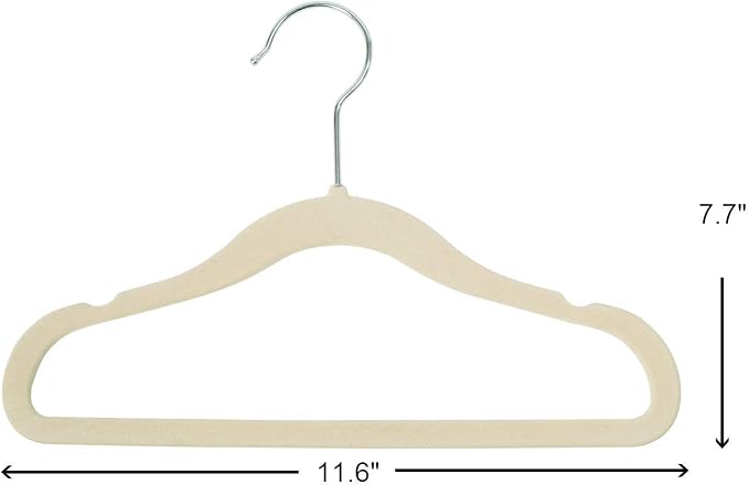 Finnhomy Non-Slip Clothes Hanger for Baby and Kids 30-Pack Velvet Hangers with 10 Finger Clips,Beige - Image 3