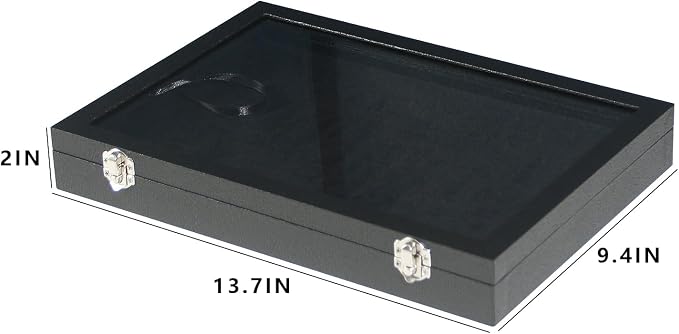 Coward Ring Organizer Jewelry Box, Black Velvet 100 Slots Ring Display Tray Case with Transparent Glass Lid for Home Use or Store Selling Show - Image 2