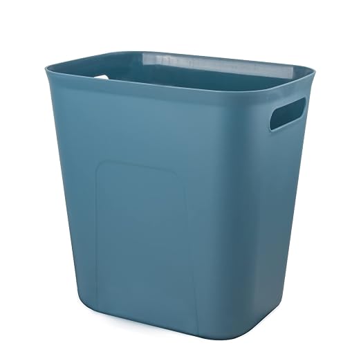 UUJOLY Plastic Small Trash Can Wastebasket, Garbage Container Basket for Bathrooms, Laundry Room, Kitchens, Offices, Kids Rooms, Dorms, 3.5 Gallon, Blue Green by UUJOLY