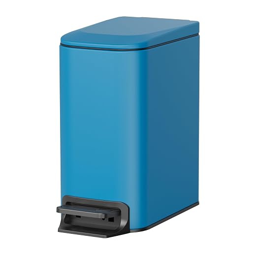 Cesun Small Bathroom Trash Can with Lid Soft Close, Step Pedal, 6 Liter / 1.6 Gallon Stainless Steel Garbage Can with Removable Inner Bucket, Anti-Fingerprint Finish (Blue) by Cesun