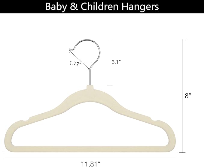 GoodtoU Kids Velvet Hangers Baby Hangers for Closet 20 Pack Non Slip Childrens Infant Hanger Beige - Image 2