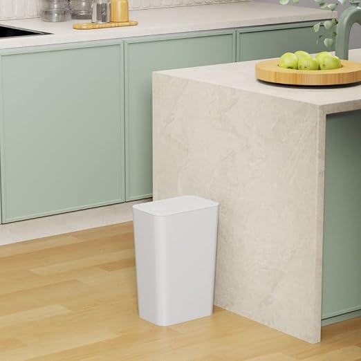 N. NETDOT 3 Pack 2.6 Gallon / 10L Bathroom Trash Can with Lid,Kitchen Garbage Can Small Trash Bin Waste Basket for Bathroom,Kitchen,Bedroom,Living Room,Office - Off White - Image 8