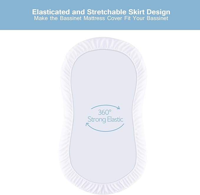 Bassinet Mattress Protector Waterproof Cover Compatible with Halo BassiNest Swivel Sleeper, 2 Pack, Skin Friendly and Breathable Bassinet Mattress Pad