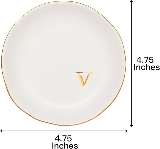 COLLECTIVE HOME - Ceramic Jewelry Tray, Decorative Trinket Dish for Rings Earrings Necklaces Bracelet Watch Keys, Birthday Mother's Day Christmas Gift for Women, 4.75", White Surface (V) - Image 2