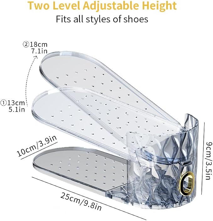 Shoe Slots Organizer, Adjustable 15 Pack Shoe Stacker for Closet Storage, Clear Double Layer Space Saver, Durable and Stackable Shoe Holder for Sneakers Heels and Flat - Image 3