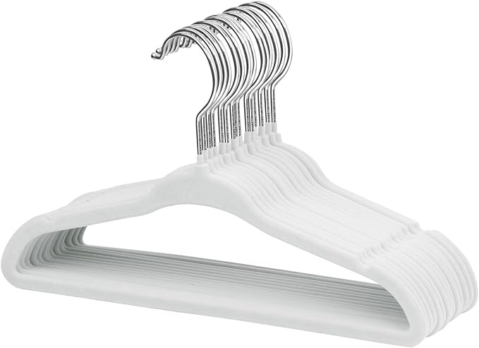 ManGotree Baby Velvet Clothes Hangers, 10.95'' Non-Slip Kids Hangers, Space Saving Hangers for Infant Toddler Children, 15 Pack (White) by ManGotree