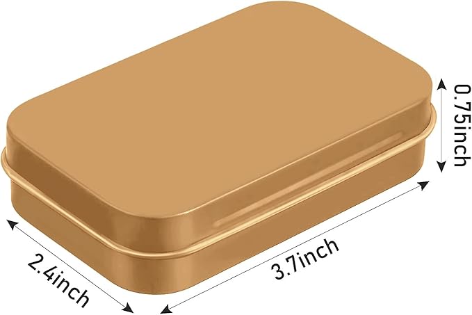 Hulless 6 Pcs Metal Hinged Tin Box Container Mini Portable Small Storage Container Kit with Lid for Home Storage 3.7 x 2.3 x 0.8 Inch, Gold - Image 2