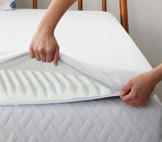 Gilbin Foam Mattress Topper, Egg Crate Hi-Density Foam Pad, Mattress Pad, and Bed Topper for Support (with Waterproof ZipperdCover, Crib Size 26x38)