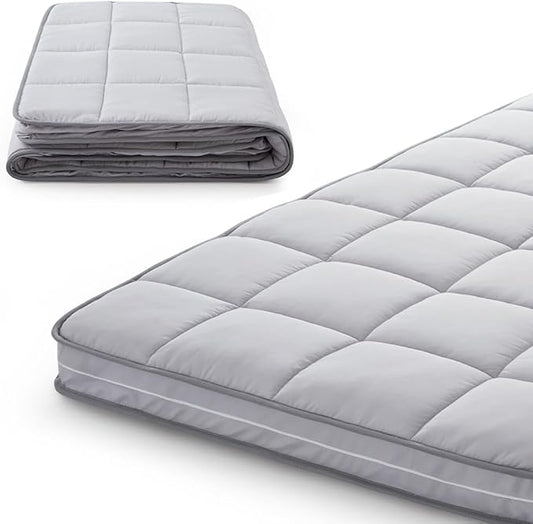 3Inch Narrow Twin Mattress Topper Cover(Only Cover),Cot Mattress Protector Bedding,Foam and Latex Mattress Cover with Zipper,Pillow Top and Bottom(75 x 30”) Gray