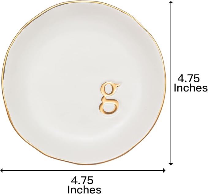 COLLECTIVE HOME - Ceramic Jewelry Tray, Decorative Trinket Dish for Rings Earrings Necklaces Bracelet Watch Keys, Birthday Mother's Day Christmas Gift for Women, 4.75", White Surface (G) - Image 2