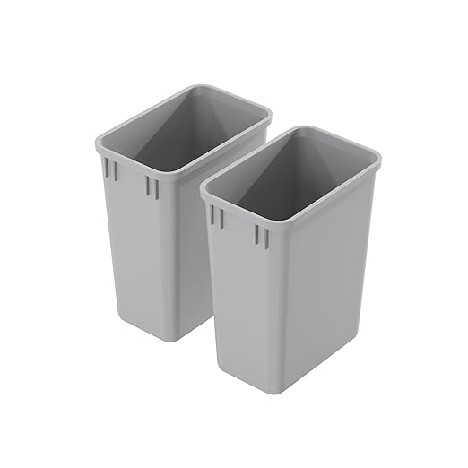 Dowell 2 Pack Wastebasket Trash Can Container, Plastic Garbage Bin, Stackable, for Kitchen, Office, Home & Commercial Use, Fits Under Sink/Desk - Grey (2, 35 QT) by DowellKitchenBath