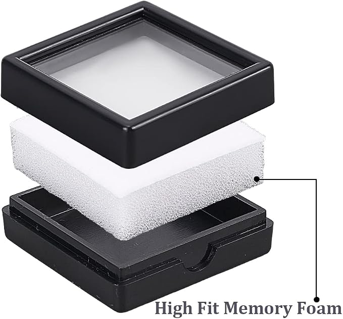 BENECREAT 24 Pack 3 Size Black Gemstone Display Box, Diamond Show Case Container with Clear Top Lids for Gems, Jewelry Packing - Image 4