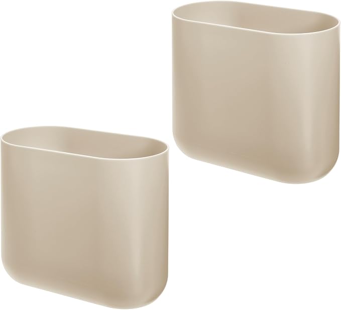 iDesign Small Slim Plastic Bathroom Trash Can, Garbage Can for Bedroom, Office, Desk, Dorm, 2-Pack, Brown by iDesign
