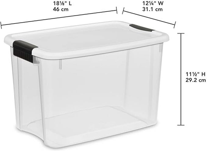 Sterilite 12-Pack 30 Quart Ultra Latch Box, Clear Storage Organizer Bins w/Latching Lids - Stackable Plastic Containers for Home Organization in Garage, Attic, Basement, and Closet - Image 3
