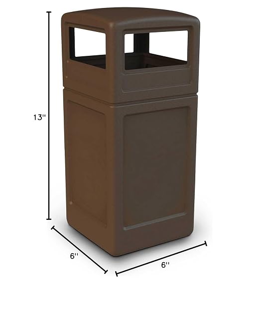 Commercial Zone-73293799 PolyTec 42 Gallon Square Waste Container with Dome Lid Color: Brown - Image 4