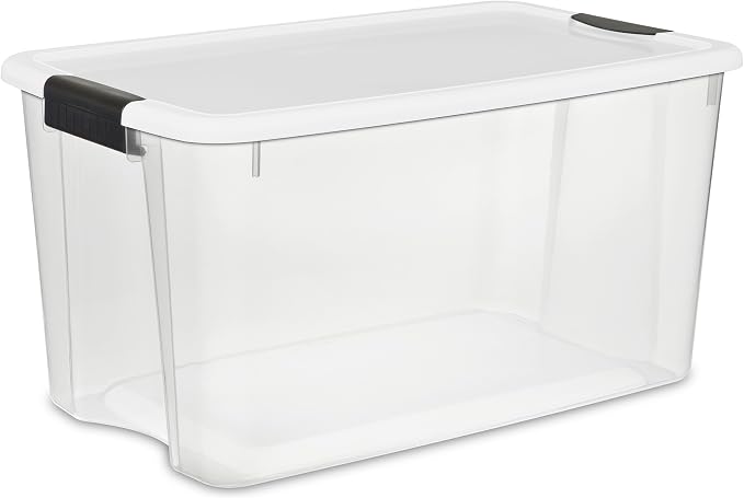 Sterilite 12-Pack Ultra Latching Box, Storage Bins with Lids, Clear Plastic, 70 Quart - Heavy-Duty Organizing Containers for Closet, Bathroom, and Office - Image 2
