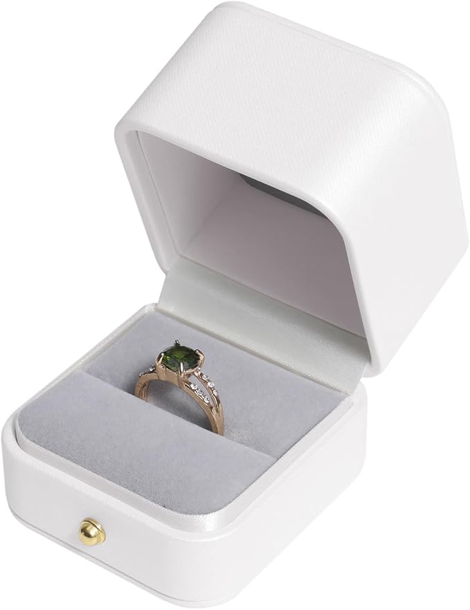 Velvet Ring Gift Box, Small Jewelry Earring Studs Holder Case for Wedding Day, Proposal, Engagement, Anniversary, Ring Display Storage Box for Women Girl (White S) - Image 3