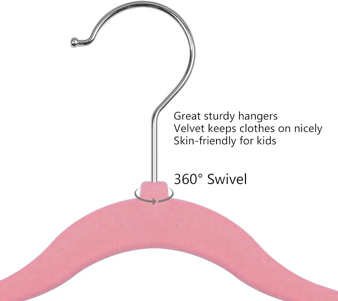GoodtoU Baby Hangers Pink for Clothes, Kids Velvet Hangers Non Slip Children Hanger for Closet - Image 4