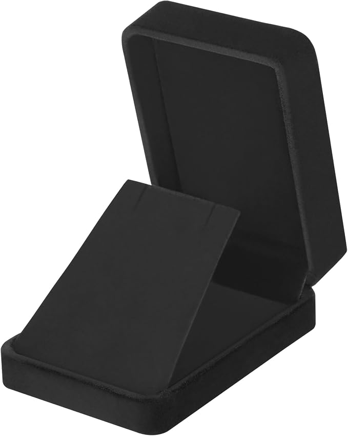 LETURE 2 Pieces Velvet Jewelry Gift Boxes for Necklace Pendant Earring Bracelet, Small Jewelry Storage Display Case for Christmas Wedding Engagement Birthday Anniversary (Black) - Image 3