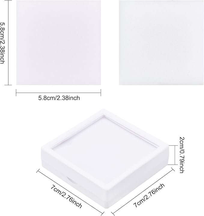BENECREAT 6Pcs White Gemstone Display Box with Sponge Cushion Gift Boxes Clear Window Box for Jewelry, Diamond Gift Packing（2.8"x2.8"x0.8"） - Image 2