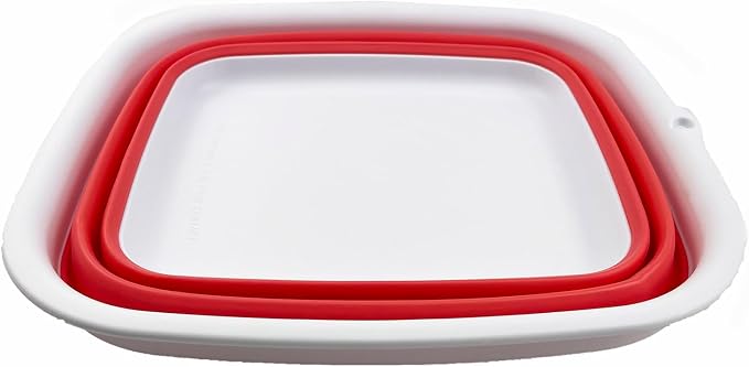 SAMMART 7.7L (2 Gallon) Collapsible Tub - Foldable Dish Tub - Portable Washing Basin - Space Saving Plastic Washtub (White/Coral Pink, S) - Image 3