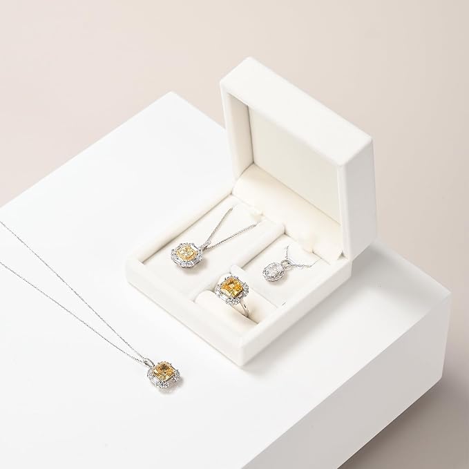 3-in-1 Velvet Jewelry Set Gift Box: Earring, Ring, Necklace Boxes - Small Jewelry Storage for Travel, Birthday, Mother's Day, Valentine's Day Gifts (White) - Image 5