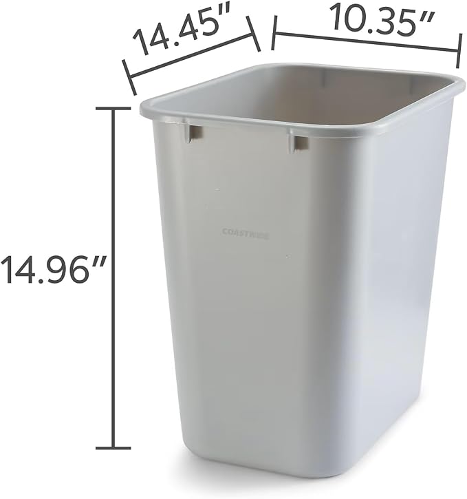 COASTWIDE Professional™ Indoor Trash Can Without Lid, Gray Soft Molded Plastic, 7 Gallon - Image 2